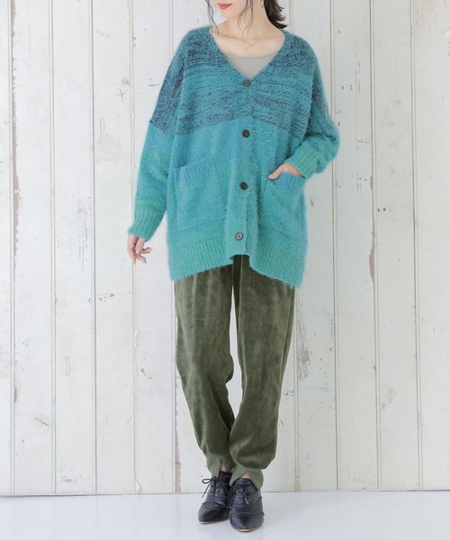 n'OrLABEL（ノアールレーベル）の「【廃盤】『シャギーグラデーションニットカーディガン』（カーディガン/ボレロ・レディース・パープル/ブルーグリーン・FREE）」の7枚目の写真