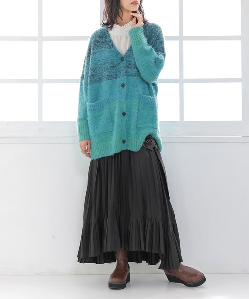 n'OrLABEL（ノアールレーベル）の「【廃盤】『シャギーグラデーションニットカーディガン』（カーディガン/ボレロ・レディース・パープル/ブルーグリーン・FREE）」の4枚目の写真