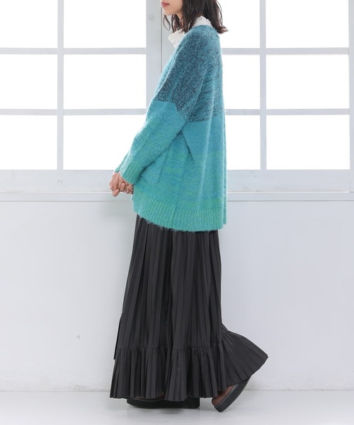 n'OrLABEL（ノアールレーベル）の「【廃盤】『シャギーグラデーションニットカーディガン』（カーディガン/ボレロ・レディース・パープル/ブルーグリーン・FREE）」の5枚目の写真