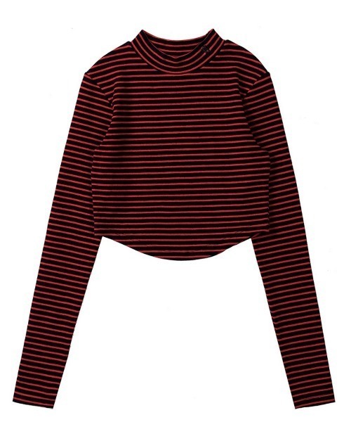 runningHIGH（ランニングハイ）の「【runningHIGH/ランニングハイ】STRIPE MOCK NECK SLIM TOP