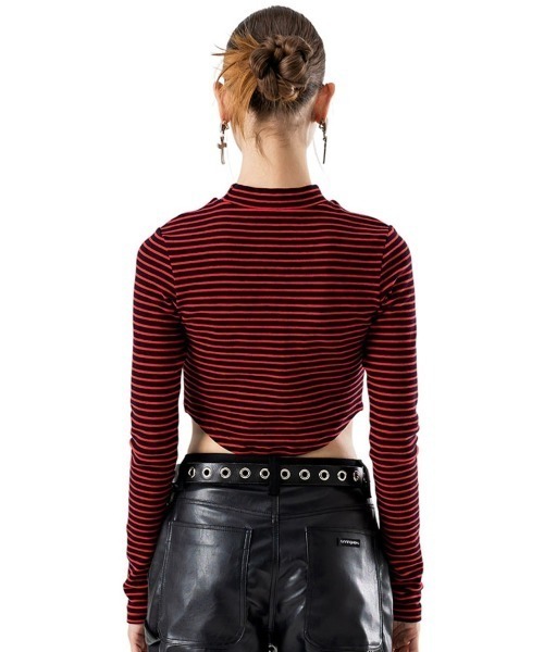 runningHIGH（ランニングハイ）の「【runningHIGH/ランニングハイ】STRIPE MOCK NECK SLIM TOP