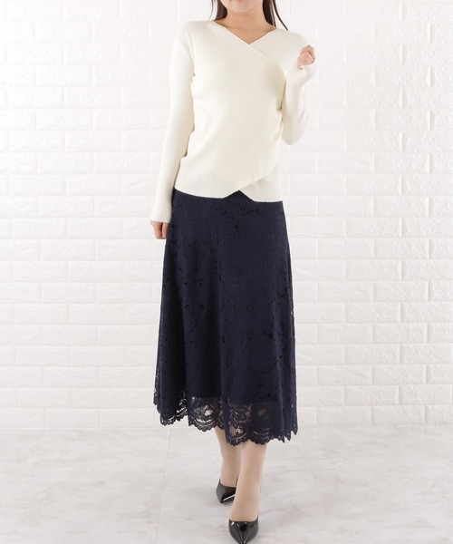 Lace Ladies(レースレディース)の「カシュクール風リブニット(ニット/セーター・レディース・ブラック/ベージュ/アイボリー・FREE)」の4枚目の写真
