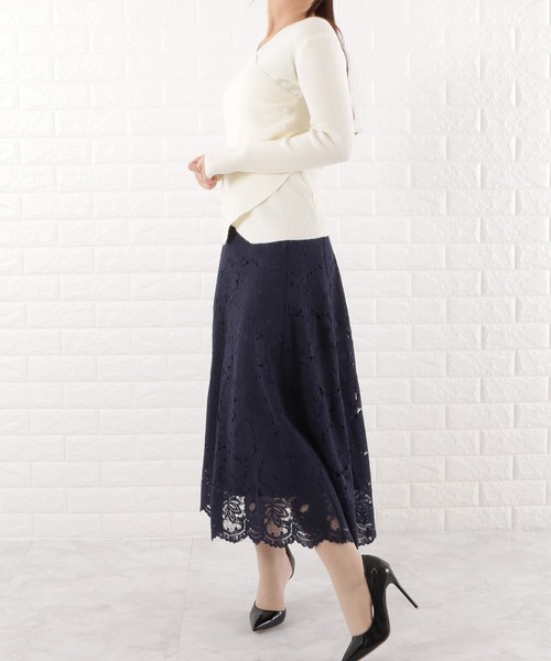 Lace Ladies(レースレディース)の「カシュクール風リブニット(ニット/セーター・レディース・ブラック/ベージュ/アイボリー・FREE)」の13枚目の写真