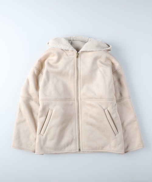 HONEYSUCKLE ROSE（ハニーサックルローズ）の「【HONEYSUCKLE ROSE】フェイクムートンジャケット（ブルゾン・レディース・ブラウン/オフホワイト・M/L）」の10枚目の写真