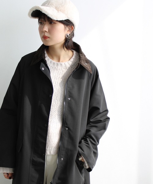 GeeRA（ジーラ）の「異素材衿ワークロングコート（その他アウター・レディース・カーキ/ブラック・MEDIUM）」の15枚目の写真