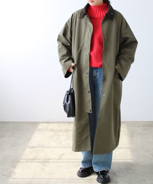 GeeRA（ジーラ）の「異素材衿ワークロングコート（その他アウター・レディース・カーキ/ブラック・MEDIUM）」の16枚目の写真