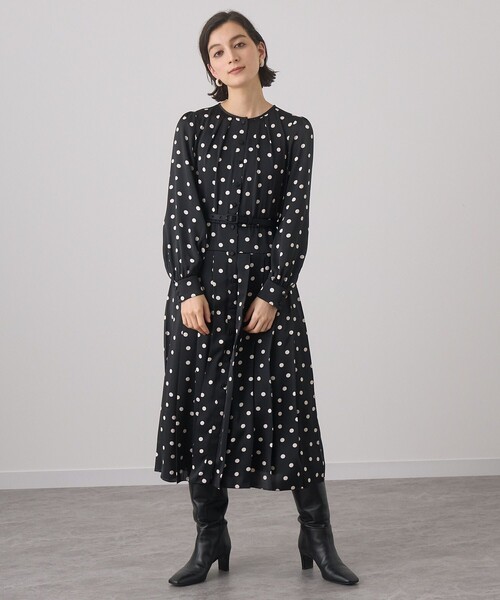 ANAYI（アナイ）の「サテンドットプリーツ切り替え ワンピース