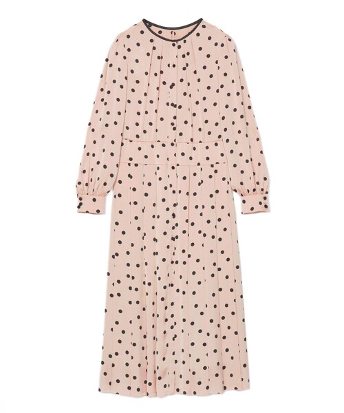 極美品✨　アナイ　サテンドットプリーツ切り替えワンピース　ロング　23SS ANAYI（アナイ）の「サテンドットプリーツ切り替え ワンピース