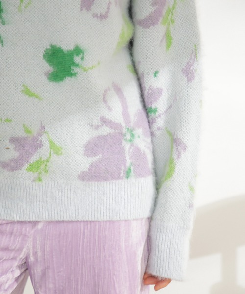 ROSE BUD(ローズバッド)の「<ホワイトWEB限定カラー>フラワージャカードニット(ニット/セーター・レディース・ブラック/ブルー/ホワイト系その他・ONE SIZE)」の6枚目の写真