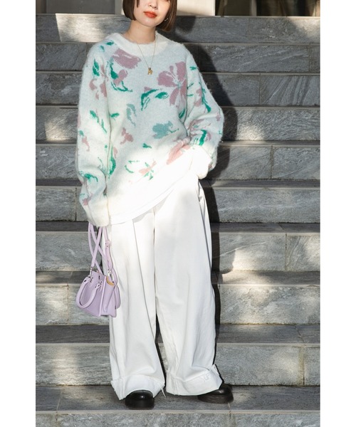 ROSE BUD(ローズバッド)の「<ホワイトWEB限定カラー>フラワージャカードニット(ニット/セーター・レディース・ブラック/ブルー/ホワイト系その他・ONE SIZE)」の20枚目の写真