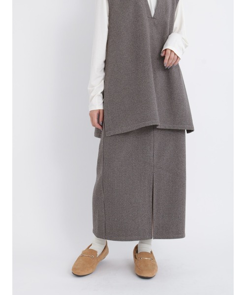 Samansa Mos2 blue（サマンサモスモスブルー）の「柄アソートナロースカート(セットアップ可)（スカート・レディース・モカ/ブラウン/ブラック・ﾌﾘ-）」の2枚目の写真