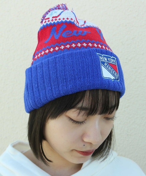 AMERICAN NEEDLE（アメリカンニードル）の「LAIDBACK / American Needle アメリカンニードル NHL PONPON PILLOW LINE KNIT CAP（ニットキャップ/ビーニー・レディース・ブラック系その他/ブルー系その他・FREE）」の9枚目の写真