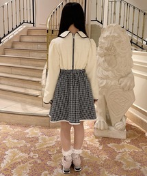 swan kiss リボンワンピース　白 Swankiss（スワンキス）の「DC ribbon tweed O/P（ワンピース