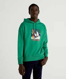 ウィンタ－デザインフロントプリントスウェットフードパーカー