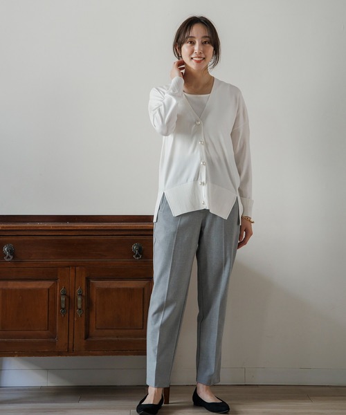 Emma Taylor（エマテイラー）の「BIGパール釦カーディガン（カーディガン/ボレロ・レディース・ブラック/ネイビー/ホワイト・FREE）」の9枚目の写真