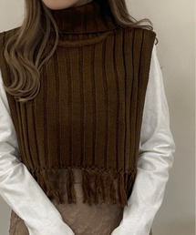 【apres jour clair】フリンジハイネックニットベスト【ZOZOTOWN限定アイテム】
