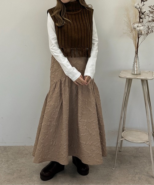 apres jour clair(アプレジュールクレア)の「【apres jour clair】フリンジハイネックニットベスト【ZOZOTOWN限定アイテム】(ベスト・レディース・アイボリー/ブラウン系その他・X-LARGE/フリー)」の14枚目の写真