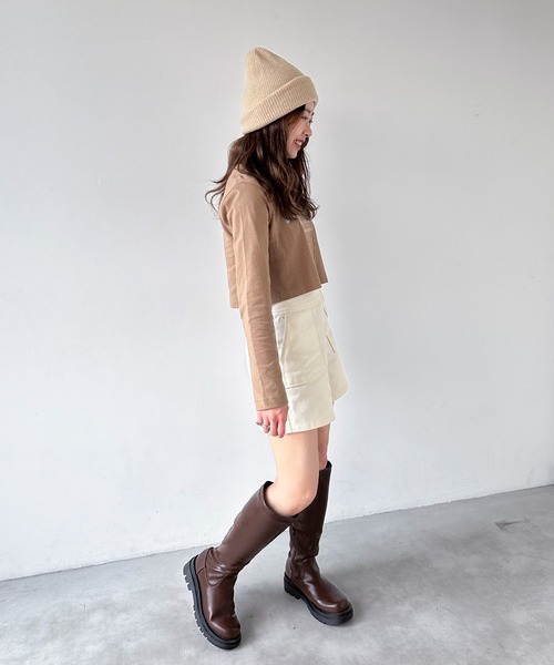 EPIMI E'PIMMY（エピミエピミー）の「ロゴプリントクロップドプルオーバー（Tシャツ/カットソー・レディース・モカ/ネイビー/オフホワイト・MEDIUM）」の5枚目の写真