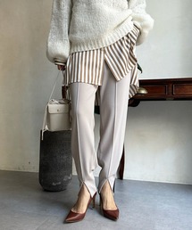 裾スリットバックボリュームパンツ