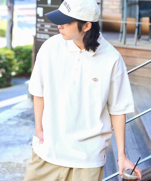 Dickies(ディッキーズ)の「Dickies/ディッキーズ ロゴ刺繍オーバーサイズ鹿の子半袖ポロシャツ(ポロシャツ・メンズ・ブラック/ホワイト/グリーン/ネイビー・M/L/XL)」の6枚目の写真