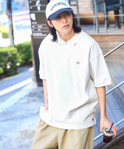 Dickies(ディッキーズ)の「Dickies/ディッキーズ ロゴ刺繍オーバーサイズ鹿の子半袖ポロシャツ(ポロシャツ・メンズ・ブラック/ホワイト/グリーン/ネイビー・M/L/XL)」の9枚目の写真