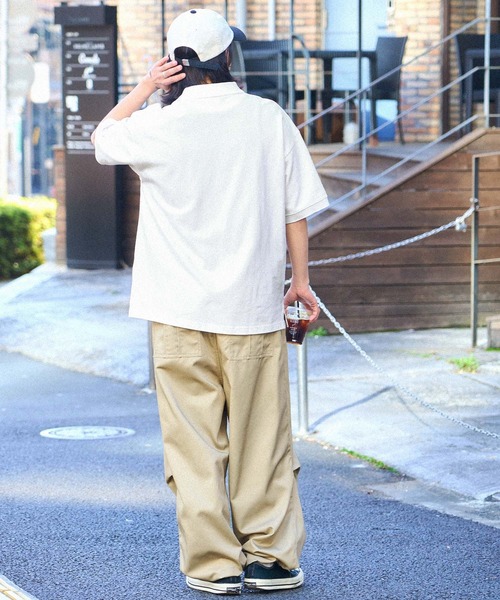 Dickies(ディッキーズ)の「Dickies/ディッキーズ ロゴ刺繍オーバーサイズ鹿の子半袖ポロシャツ(ポロシャツ・メンズ・ブラック/ホワイト/グリーン/ネイビー・M/L/XL)」の12枚目の写真