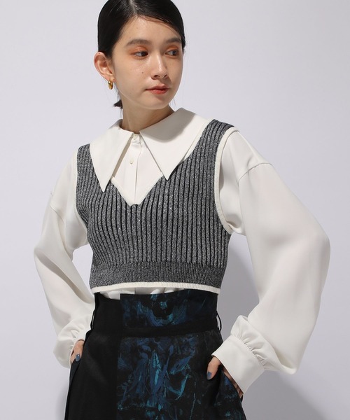 mediam Lame Feather Bare topラメニットビスチェ mediam Lame Feather Bare topラメニットビスチェ mediam lame