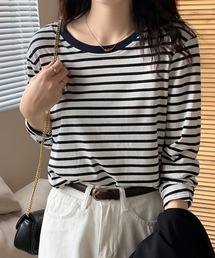 細ボーダーロンT