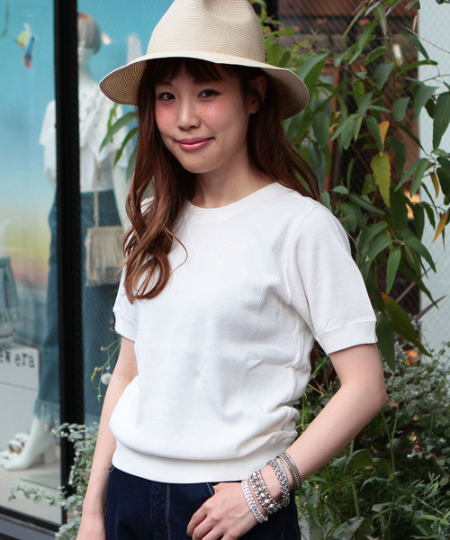 Another Edition（アナザーエディション）の「ワッフルショートスリーブ/AEBC WAFFLE SSL◆（Tシャツ/カットソー・レディース・ホワイト/グレー/イエロー/オリーブ・フリー）」の2枚目の写真