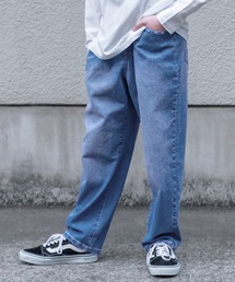 [テーパード]ビンテージ加工・ワイドデニムパンツ【セットアップ対応】