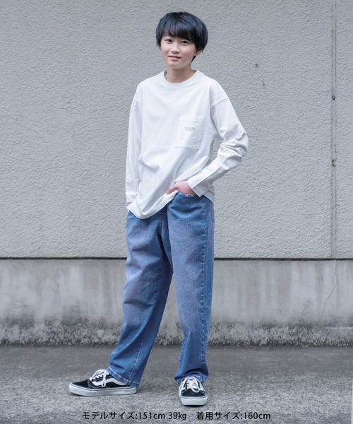 GLAZOS（グラソス）の「[テーパード]ビンテージ加工・ワイドデニムパンツ【セットアップ対応】（デニムパンツ・キッズ・ブルー/インディゴブルー・160cm/170cm/150cm/140cm）」の17枚目の写真