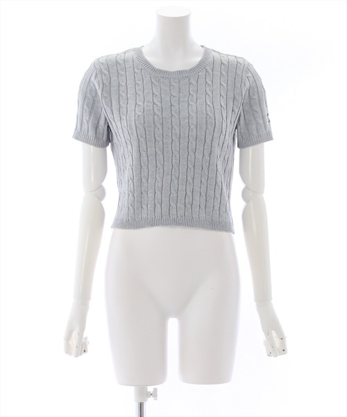clear(クリア)の「ワンポイント刺繍ケーブル編み半袖ニットトップス(ニット/セーター・レディース・ベージュ/オフホワイト/グレー・F)」の13枚目の写真