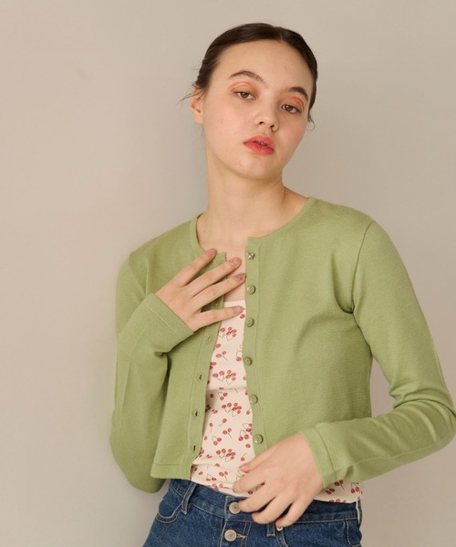 バタフライボタン カラーカーディガン TINA：JOJUN（カーディガン/ボレロ）｜TINA：JOJUN（ティーナジョジュン）