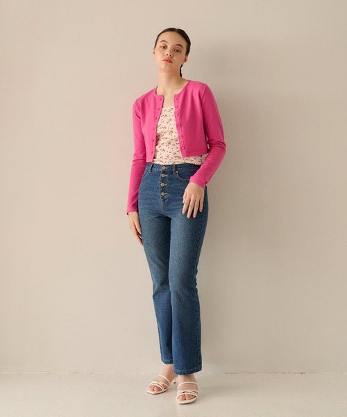 バタフライボタン カラーカーディガン TINA:JOJUN(カーディガン/ボレロ)|TINA:JOJUN(ティーナジョジュン) バタフライボタン カラーカーディガン TINA:JOJUN(カーディガン/ボレロ)|TINA:JOJUN(ティーナジョジュン)