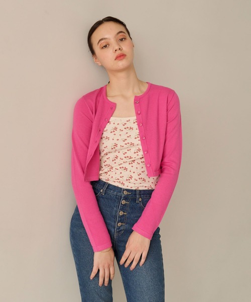 バタフライボタン カラーカーディガン TINA:JOJUN(カーディガン/ボレロ)|TINA:JOJUN(ティーナジョジュン) バタフライボタン カラーカーディガン TINA:JOJUN(カーディガン/ボレロ)|TINA:JOJUN(ティーナジョジュン)