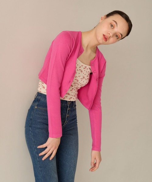 バタフライボタン カラーカーディガン TINA:JOJUN(カーディガン/ボレロ)|TINA:JOJUN(ティーナジョジュン) バタフライボタン カラーカーディガン TINA:JOJUN(カーディガン/ボレロ)|TINA:JOJUN(ティーナジョジュン)