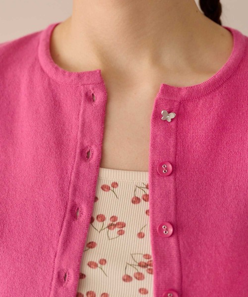 バタフライボタン カラーカーディガン TINA:JOJUN(カーディガン/ボレロ)|TINA:JOJUN(ティーナジョジュン) バタフライボタン カラーカーディガン TINA:JOJUN(カーディガン/ボレロ)|TINA:JOJUN(ティーナジョジュン)