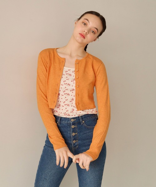 バタフライボタン カラーカーディガン TINA:JOJUN(カーディガン/ボレロ)|TINA:JOJUN(ティーナジョジュン) バタフライボタン カラーカーディガン TINA:JOJUN(カーディガン/ボレロ)|TINA:JOJUN(ティーナジョジュン)