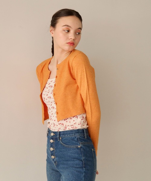 バタフライボタン カラーカーディガン TINA:JOJUN(カーディガン/ボレロ)|TINA:JOJUN(ティーナジョジュン) バタフライボタン カラーカーディガン TINA:JOJUN(カーディガン/ボレロ)|TINA:JOJUN(ティーナジョジュン)