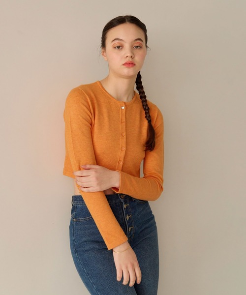 バタフライボタン カラーカーディガン TINA:JOJUN(カーディガン/ボレロ)|TINA:JOJUN(ティーナジョジュン) バタフライボタン カラーカーディガン TINA:JOJUN(カーディガン/ボレロ)|TINA:JOJUN(ティーナジョジュン)