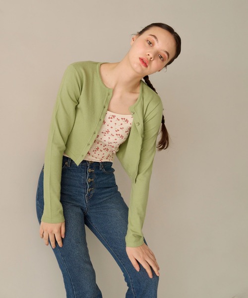 バタフライボタン カラーカーディガン TINA:JOJUN(カーディガン/ボレロ)|TINA:JOJUN(ティーナジョジュン) バタフライボタン カラーカーディガン TINA:JOJUN(カーディガン/ボレロ)|TINA:JOJUN(ティーナジョジュン)