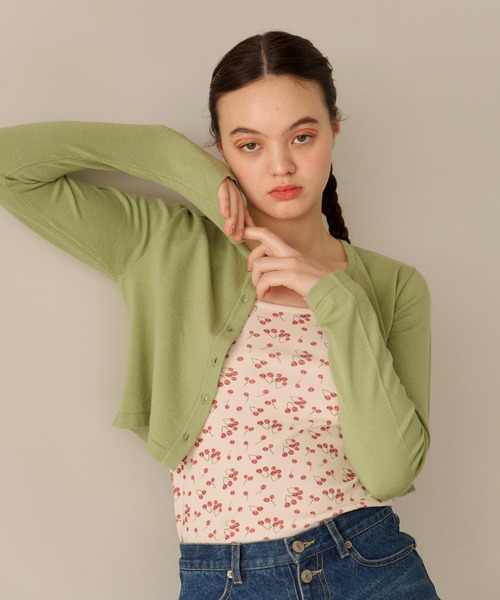 バタフライボタン カラーカーディガン TINA:JOJUN(カーディガン/ボレロ)|TINA:JOJUN(ティーナジョジュン) バタフライボタン カラーカーディガン TINA:JOJUN(カーディガン/ボレロ)|TINA:JOJUN(ティーナジョジュン)