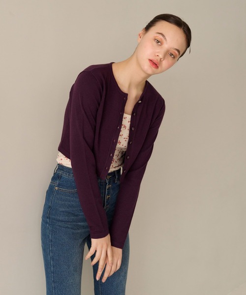 バタフライボタン カラーカーディガン TINA:JOJUN(カーディガン/ボレロ)|TINA:JOJUN(ティーナジョジュン) バタフライボタン カラーカーディガン TINA:JOJUN(カーディガン/ボレロ)|TINA:JOJUN(ティーナジョジュン)