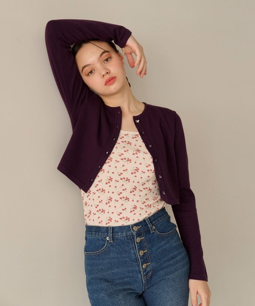 バタフライボタン カラーカーディガン TINA:JOJUN(カーディガン/ボレロ)|TINA:JOJUN(ティーナジョジュン) バタフライボタン カラーカーディガン TINA:JOJUN(カーディガン/ボレロ)|TINA:JOJUN(ティーナジョジュン)