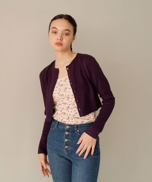 バタフライボタン カラーカーディガン TINA:JOJUN(カーディガン/ボレロ)|TINA:JOJUN(ティーナジョジュン) バタフライボタン カラーカーディガン TINA:JOJUN(カーディガン/ボレロ)|TINA:JOJUN(ティーナジョジュン)