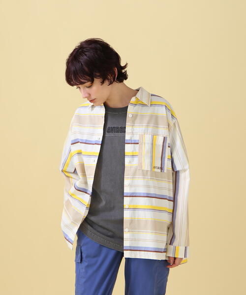 AVIREX(アヴィレックス)の「YARN-DYED MULTI BORDER SHIRT/ ヤーンダイ マルチボーダーシャツ(シャツ/ブラウス・レディース・イエロー/レッド・FREE)」の17枚目の写真