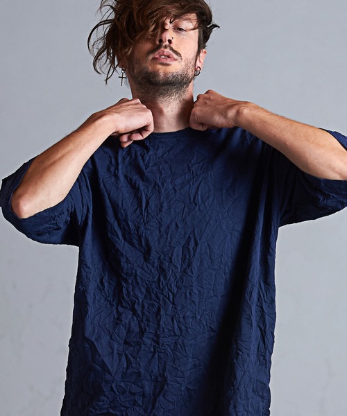 NO ID.（ノーアイディ）の「ワッシャーラウンドBIG-T（Tシャツ/カットソー・メンズ・ブラック/ネイビー/ライトグレー・ONE SIZE）」の3枚目の写真