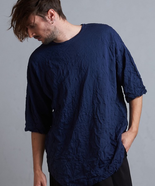 NO ID.（ノーアイディ）の「ワッシャーラウンドBIG-T（Tシャツ/カットソー・メンズ・ブラック/ネイビー/ライトグレー・ONE SIZE）」の4枚目の写真