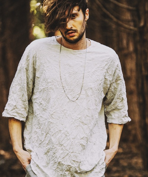 NO ID.（ノーアイディ）の「ワッシャーラウンドBIG-T（Tシャツ/カットソー・メンズ・ブラック/ネイビー/ライトグレー・ONE SIZE）」の6枚目の写真