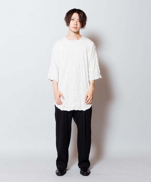 NO ID.（ノーアイディ）の「ワッシャーラウンドBIG-T（Tシャツ/カットソー・メンズ・ブラック/ネイビー/ライトグレー・ONE SIZE）」の7枚目の写真